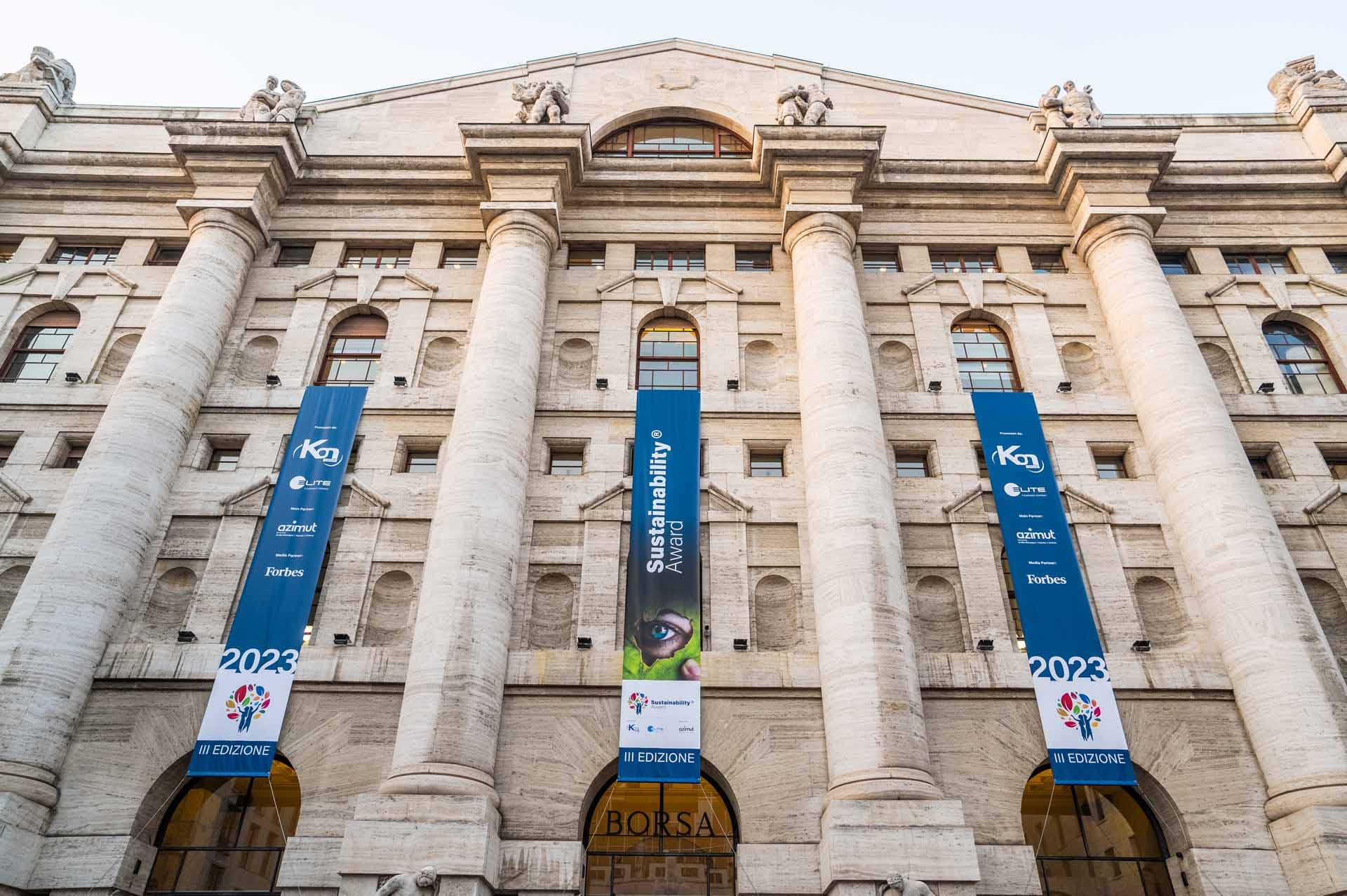 Il palazzo di Borsa Italiana in occasione dei Sustinability Award
