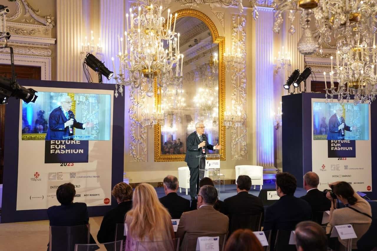 Un'immagine dell'edizione 2023 di Future forf Fashion, svoltasi sempre nella Sala Bianca di Palazzo Pitti