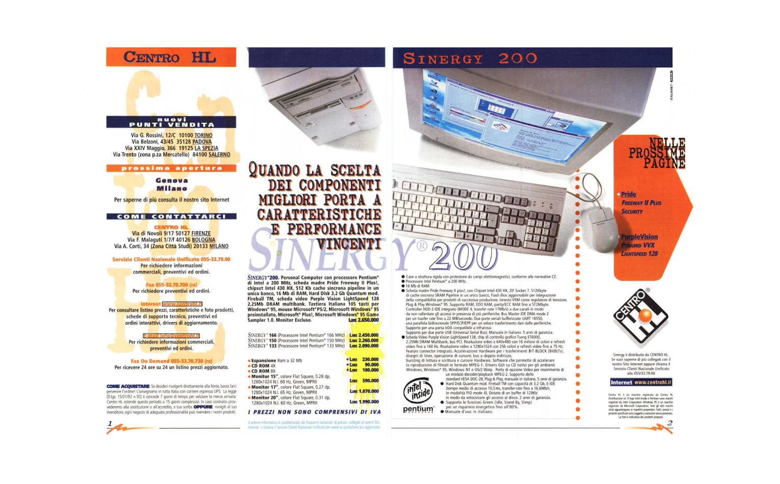 Una pubblicità di Chl degli anni '90 su una rivista informatica