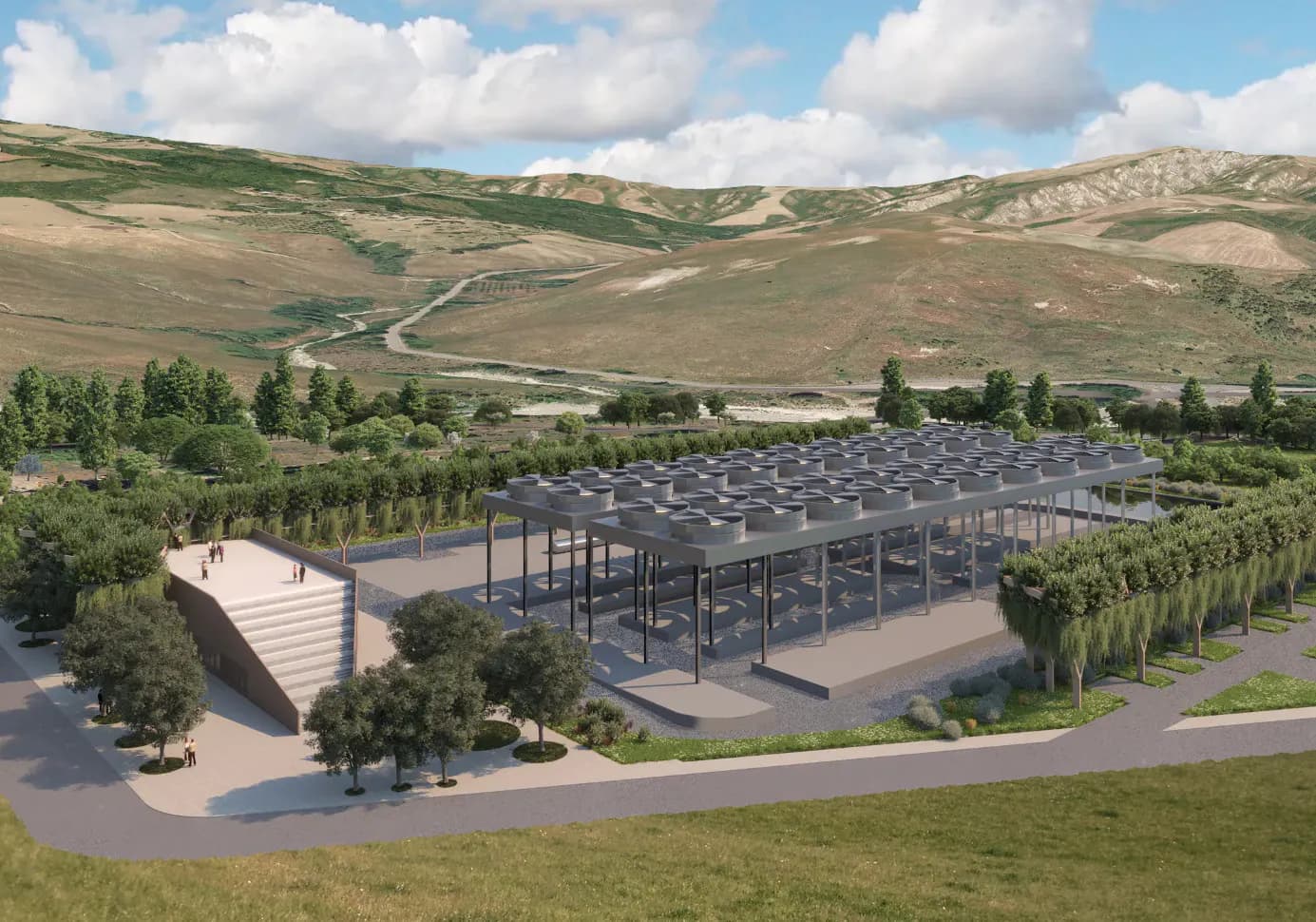 Il rendering della centrale geotermica Sorgenia in Val di Paglia