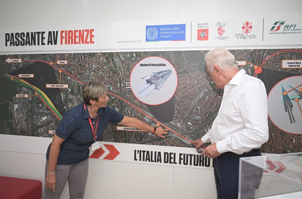 Chiara De Gregorio, direttore investimenti Rfi area Centro, col presidente della Regione Toscana Eugenio Giani.