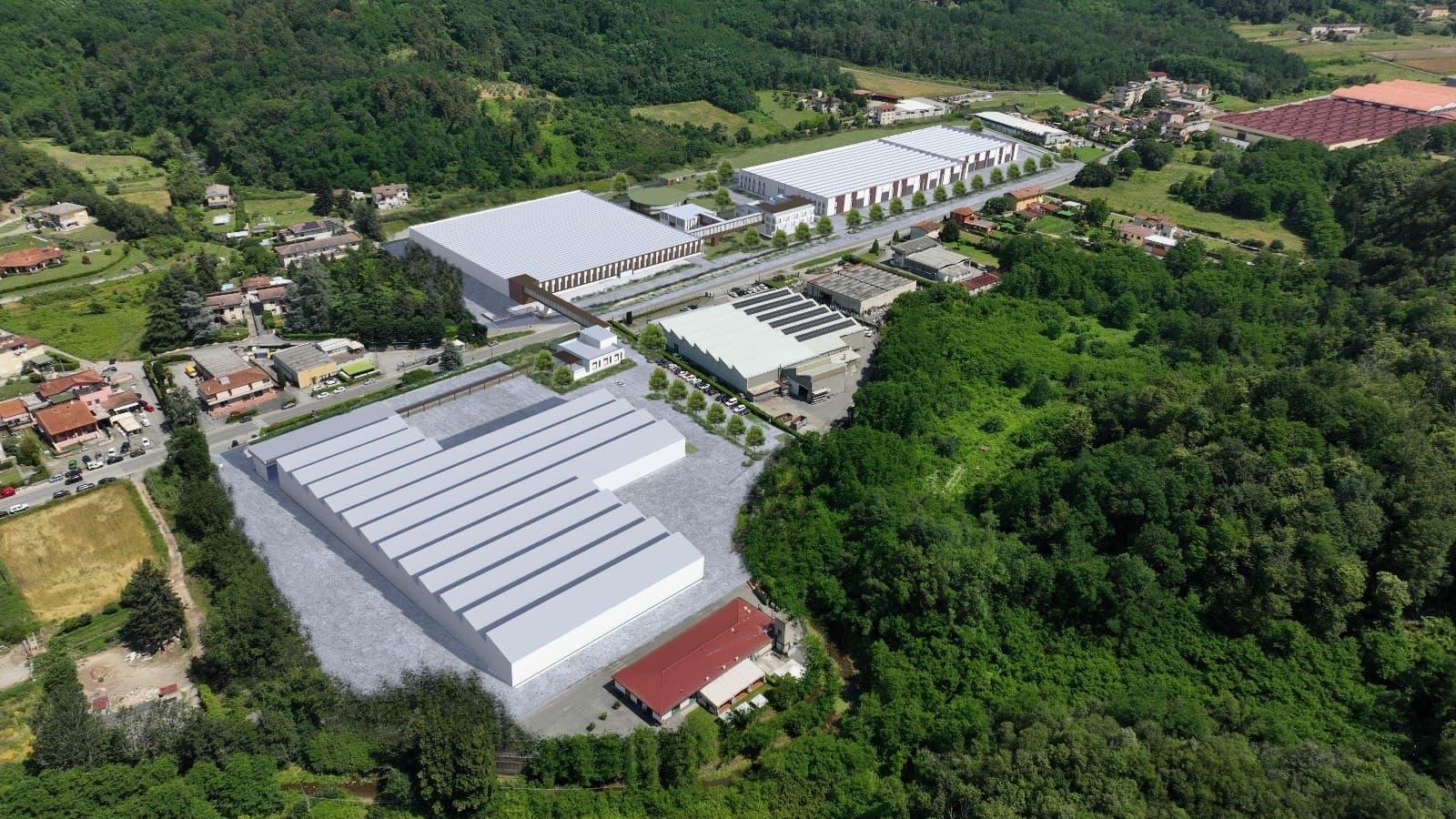 Il rendering del nuovo stabilimento Fosber a Pescaglia (Lucca)