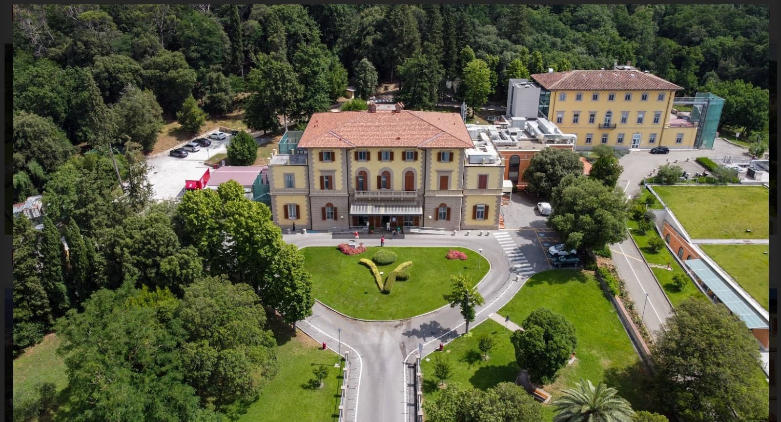 Un'immagine aerea di Villa Fiorita