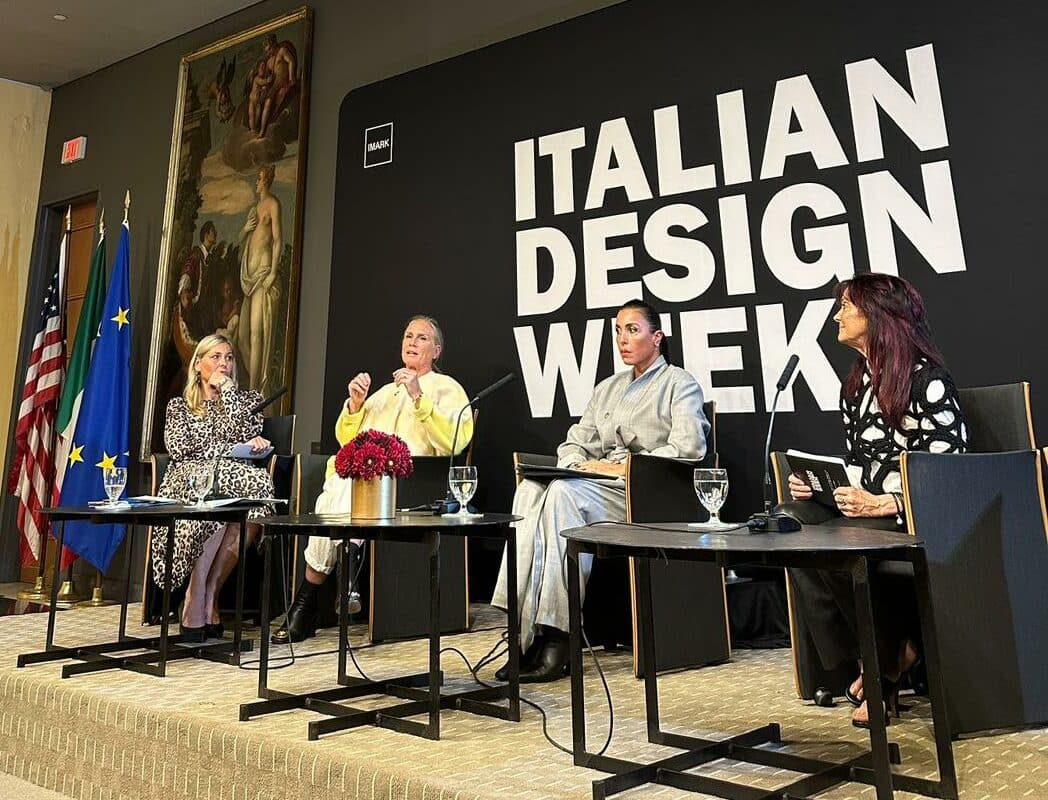 Il panel dedicato alla sostenibilità alla Italian Design Week di Washington: Azzurra Morelli, ceo di Pellemoda, è la seconda da destra