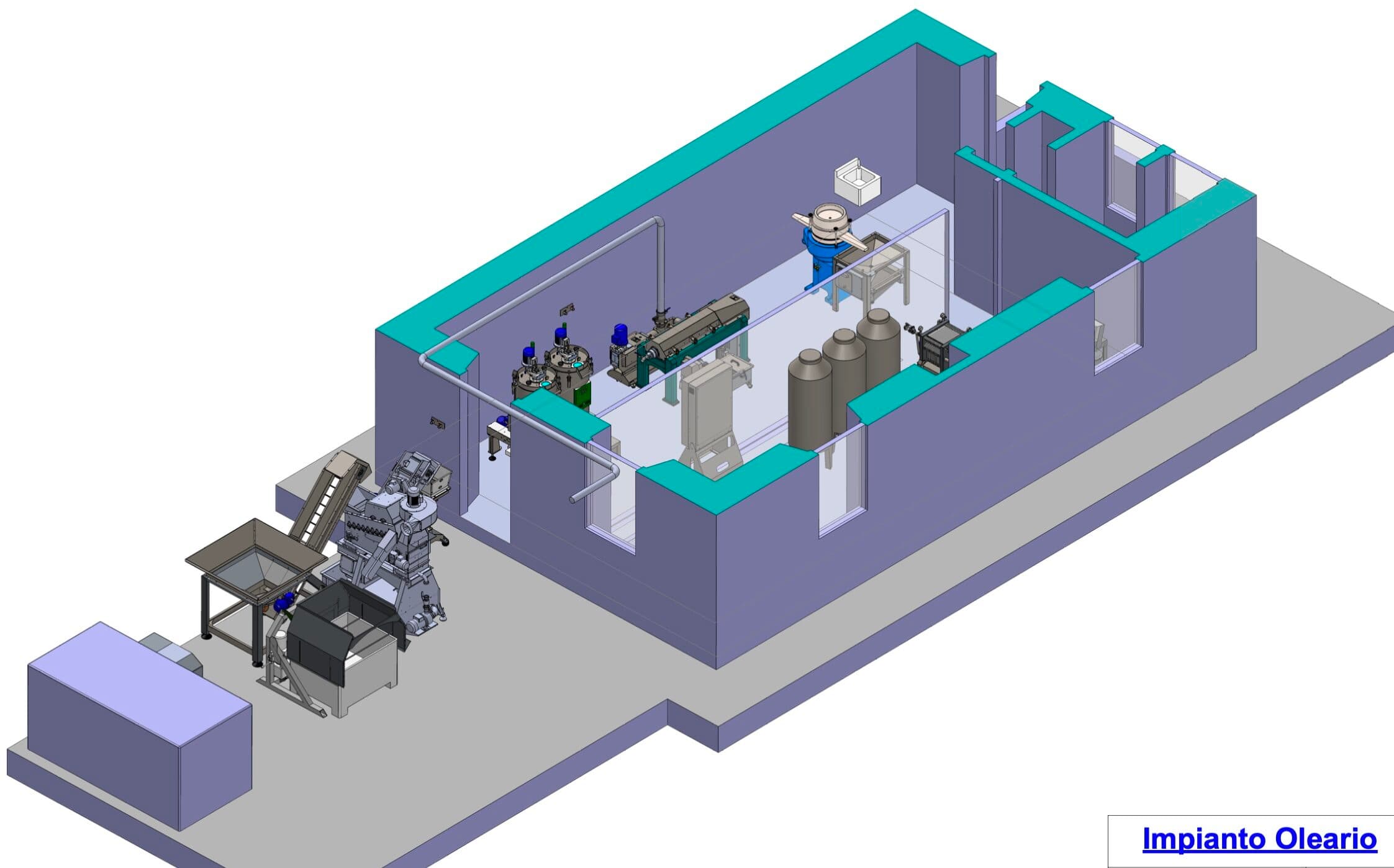 Il rendering del frantoio che sarà realizzato dall'Istituto Agrario di Firenze e i l'Its EAT Academy.