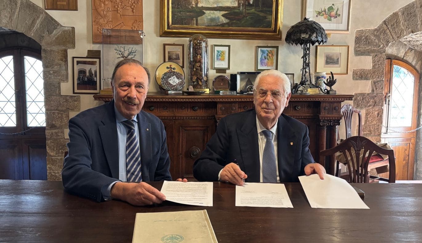 Massimo Vincenzini, presidente dell'Accademia dei Georgofili, e Maurizio Bigazzi, presidente di Confindustria Toscana