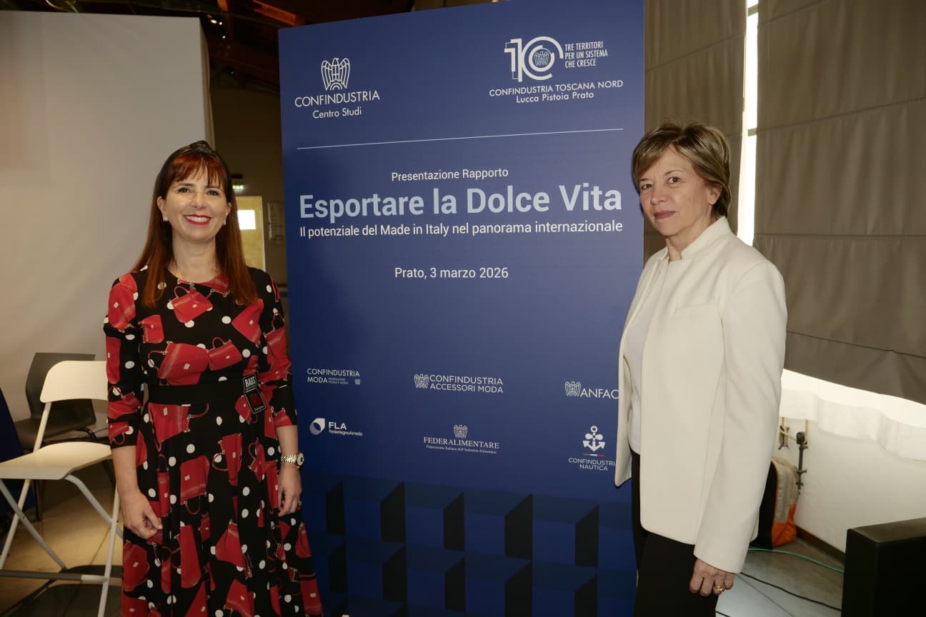 Barbara Cimmino e Fabia Romagnoli alla presentazione dello studio di Confindustria a Prato