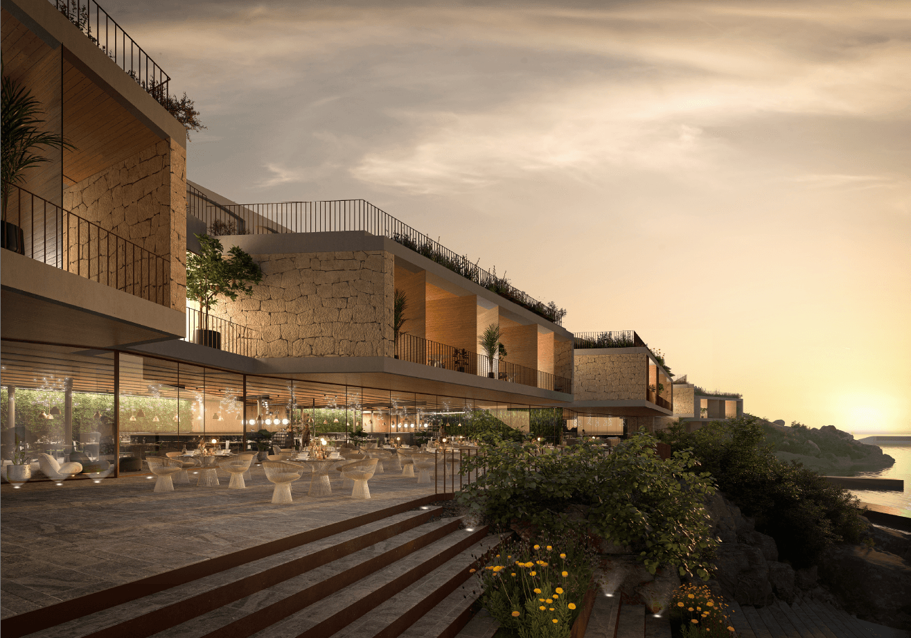 Il rendering del progetto di Miramis a Porto Ercole