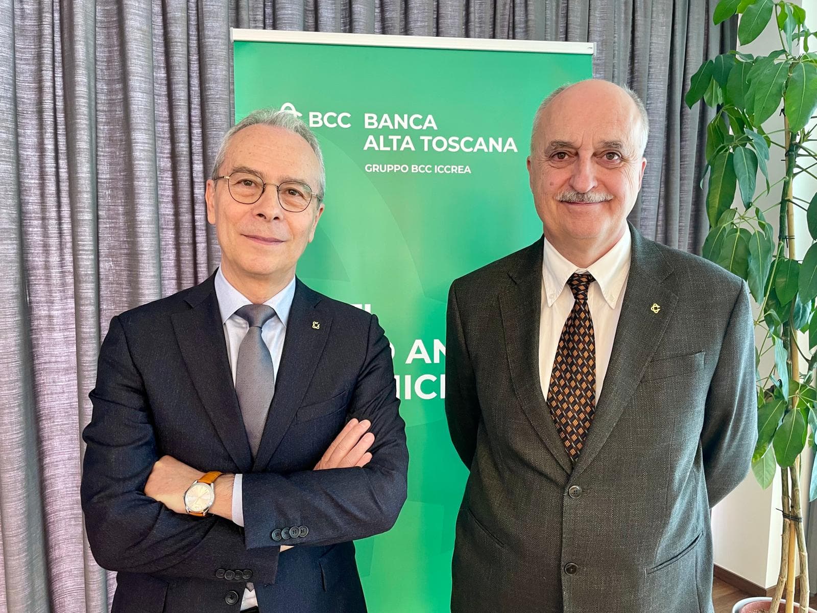 Tiziano Caporali e Alberto Vasco Banci, direttore generale e presidente di Banca Alta Toscana