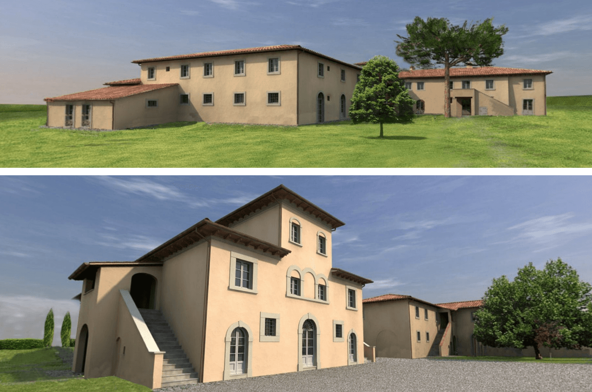 La simulazione del piano di recupero del Podere Vagnotti presentata da Opes Edificatrice al Comune di Cortona