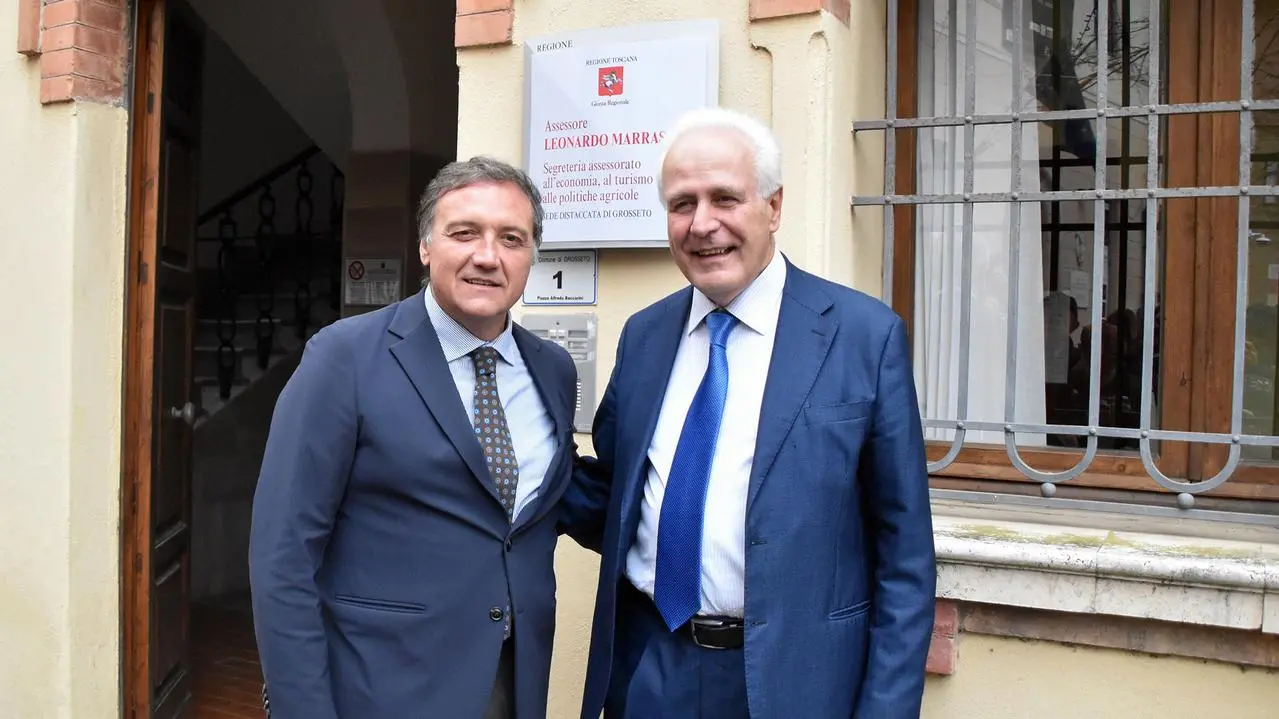 L'assessore regionale alle attività produttive Leonardo Marras con il presidente Eugenio Giani